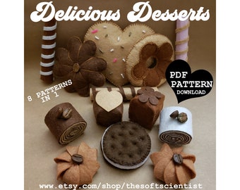 Delicious Desserts Cookie Play Food Felt Hand Sewing Pattern PDF Pattern Felt Play Food Confections