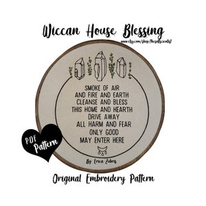 Wiccan Occult House Blessing with Crystals & Sage PDF Embroidery Pattern Download Wicca Occult Witchcraft Talisman