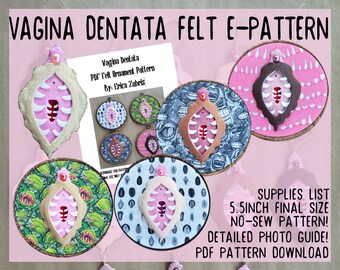 Vagina Dentata Felt E-Pattern PDF Download Vagina Felt Sewing No Sew Illustrated Guide Supplies List
