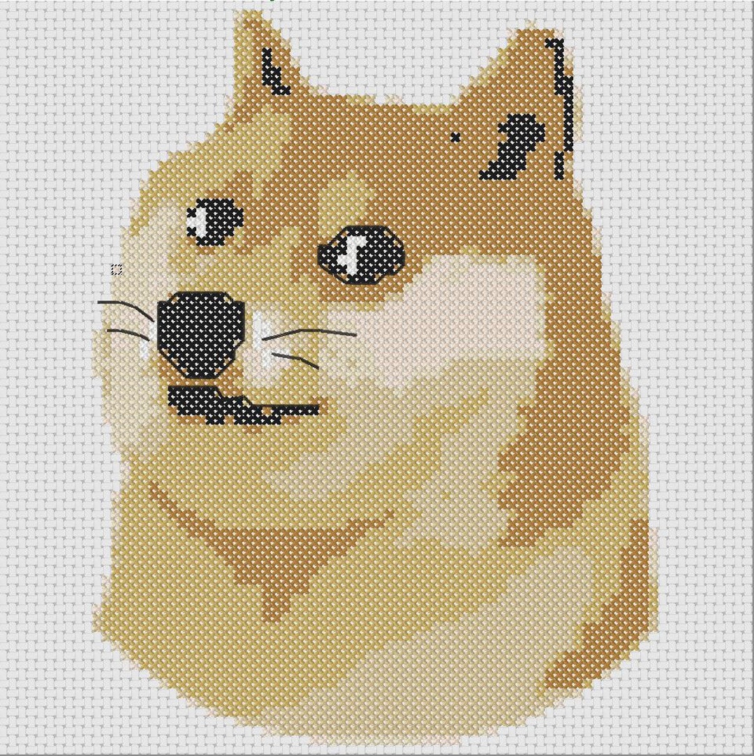 犬ドージ Doge Meme 柴犬の小さなクロスステッチパターン 6 色 簡単な PDF