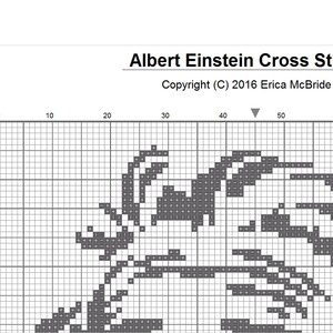 Albert Einstein Tongue Silhouette Cross Stitch 1 Color Easy PDF Pattern image 2