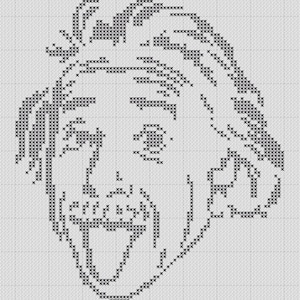 Albert Einstein Tongue Silhouette Cross Stitch 1 Color Easy PDF Pattern image 1