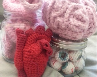 Medical Brain Heart Intestine Eyeballs 4in1 Anatomically Correct Crochet Patterns PDF