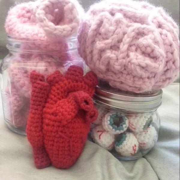 Medical Brain Heart Intestine Eyeballs 4in1 Anatomically Correct Crochet Patterns PDF