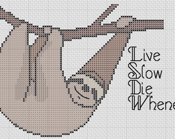 2-Toed Sloth Tiny Cross Stitch Pattern 6 Colors Easy PDF Pattern