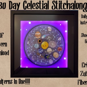 Space Solar System Embroidery Pattern Set 30 Patterns Stitchalong Celestial Astronomy Astrology Sampler Erica Zubris PDF Pattern Download