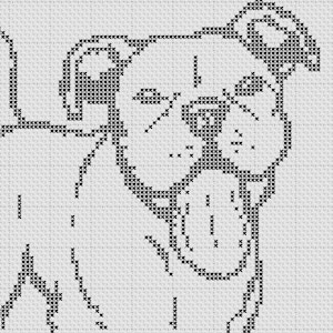 Smiling Pit Bull Pibble Staffy Silhouette Small Cross Stitch Pattern 1 Color Easy PDF Pattern