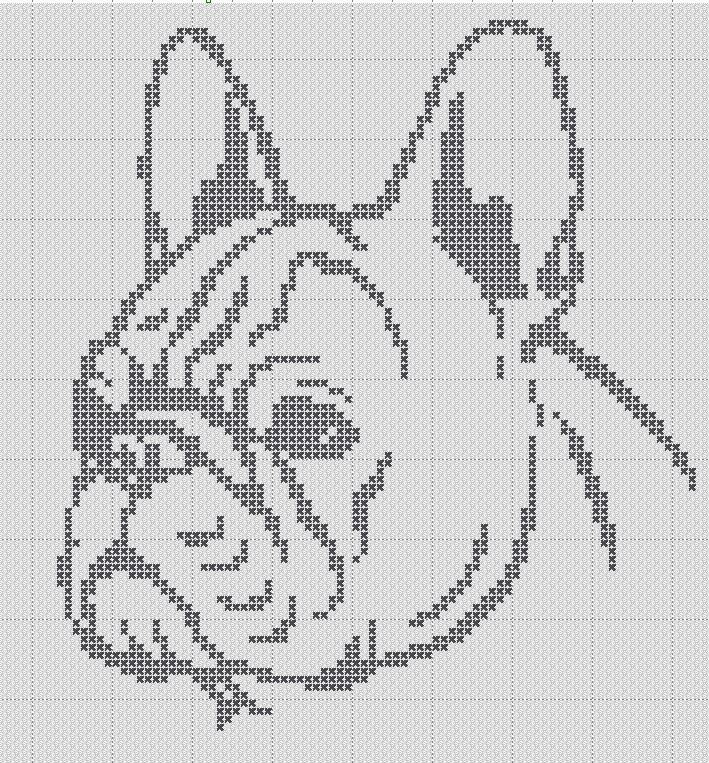 フレンチブルドッグのシルエットの小さなクロスステッチパターン