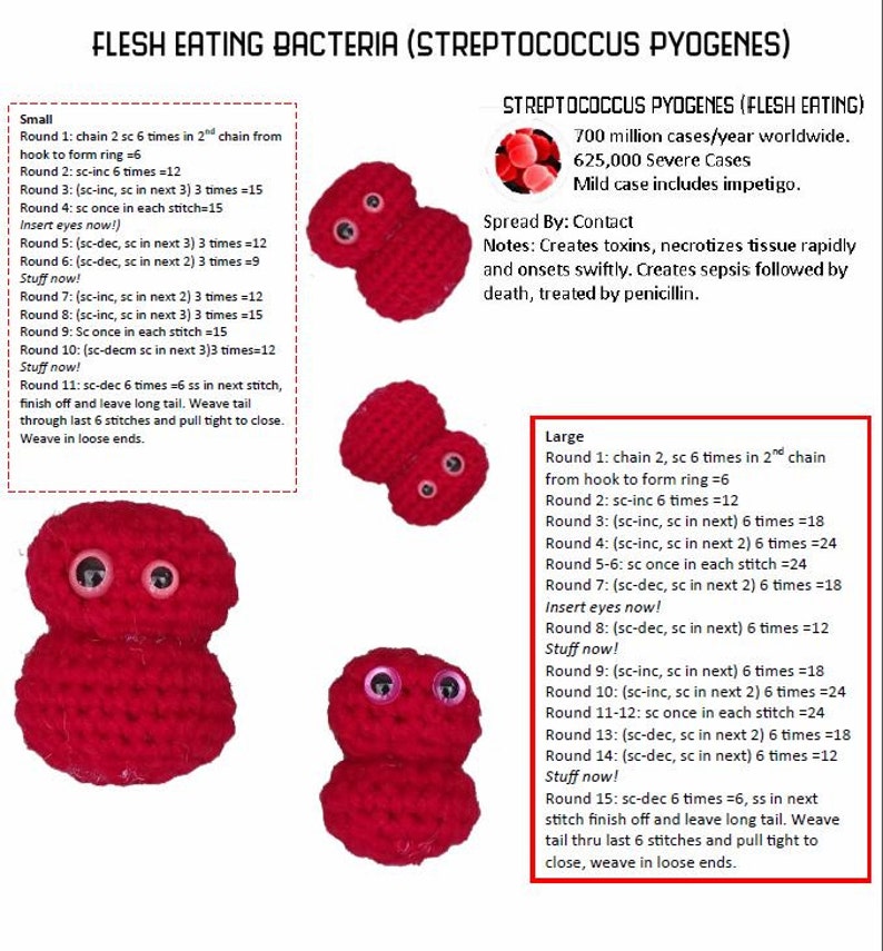 19 Muster Ultimative Microbe Toy Collection Amigurumi E-Book mit Mini-Mustern Bild 4