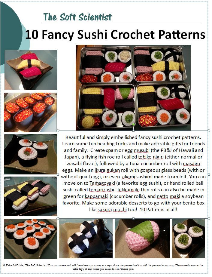 10-in-1 Fancy Sushi Crochet Patterns