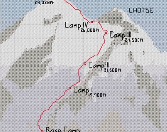 Mount Everest Bergsteigen Klettern Kreuzstich PDF Stickmuster