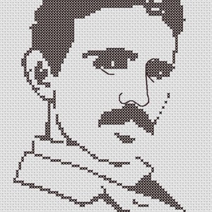 Nikola Tesla Silhouette Cross Stitch 1 Color Easy PDF Pattern image 1