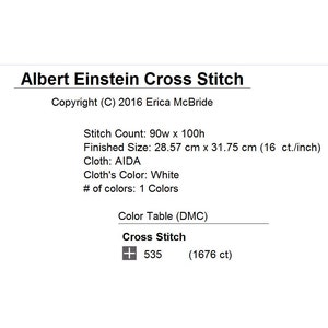 Albert Einstein Tongue Silhouette Cross Stitch 1 Color Easy PDF Pattern image 3