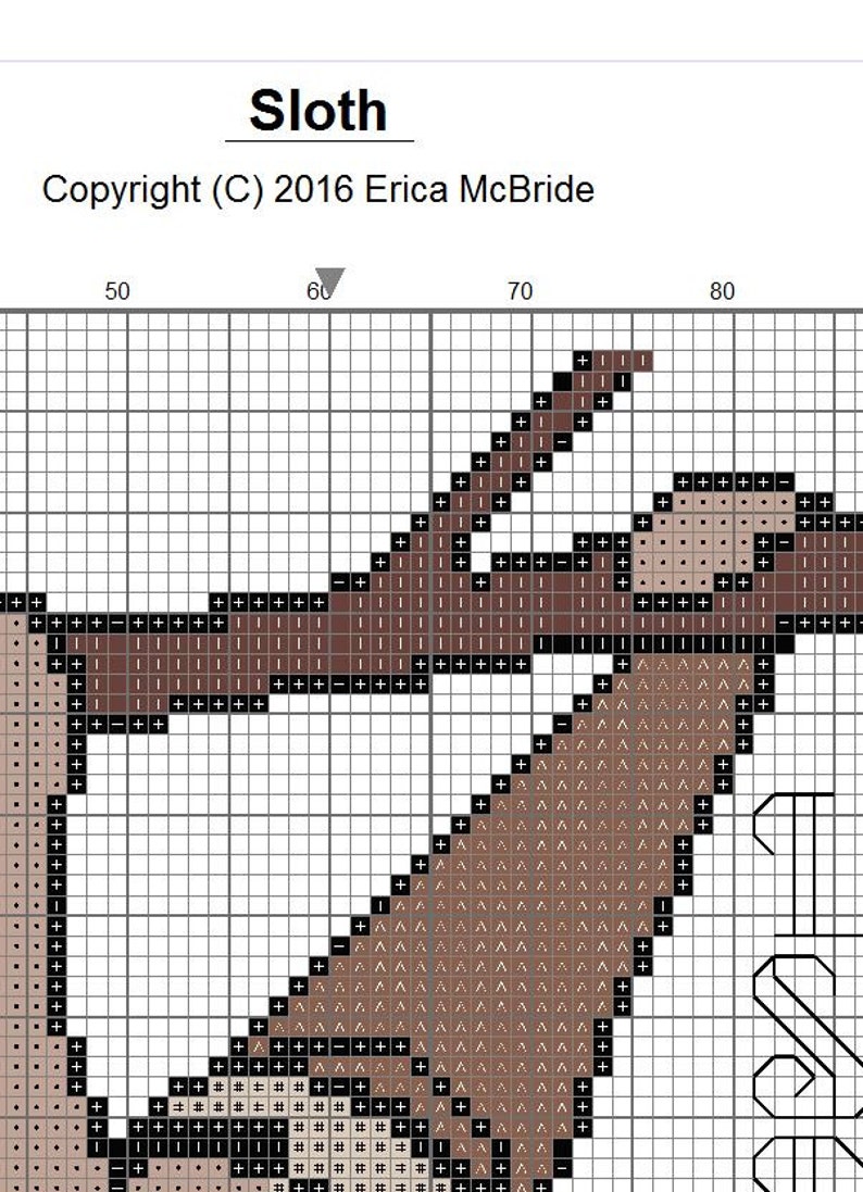 2-Toed Sloth Tiny Cross Stitch Pattern 6 Colors Easy PDF ...