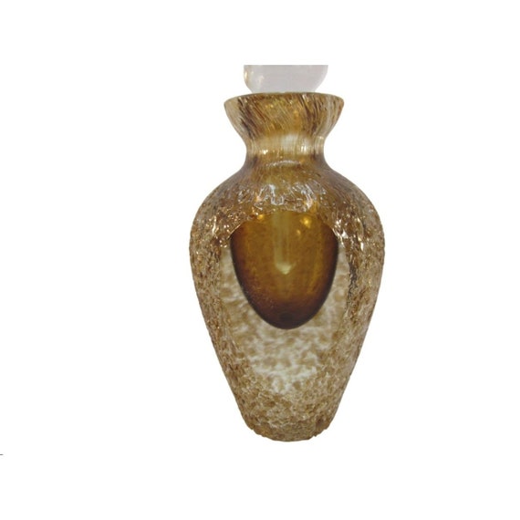 Vintage Translucent Brown Textured Glass Perfume … - image 3