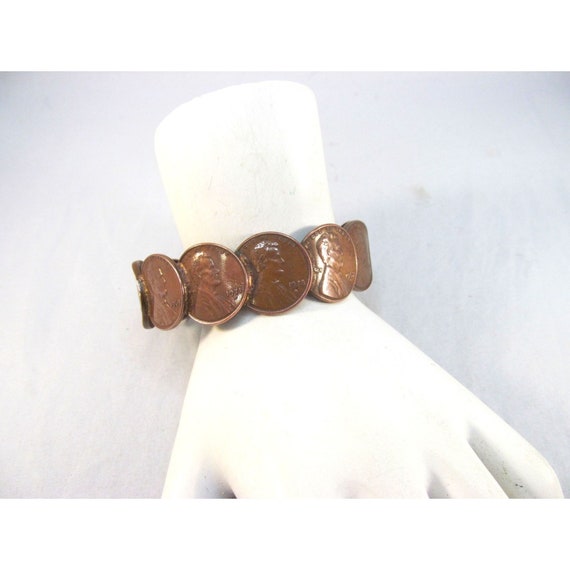 Copper Penny Coin Cuff Bracelet Vintage