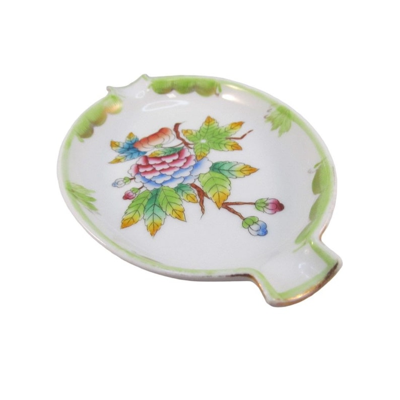 Vintage Herend Porcelain Oval Ashtray Hand Painted Queen Victoria