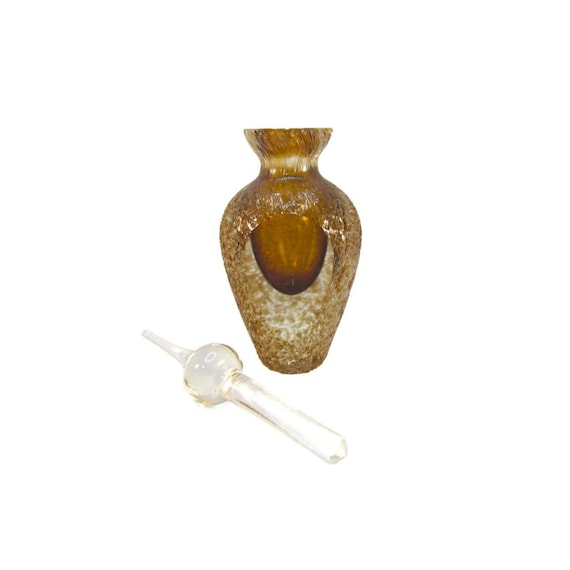 Vintage Translucent Brown Textured Glass Perfume … - image 5
