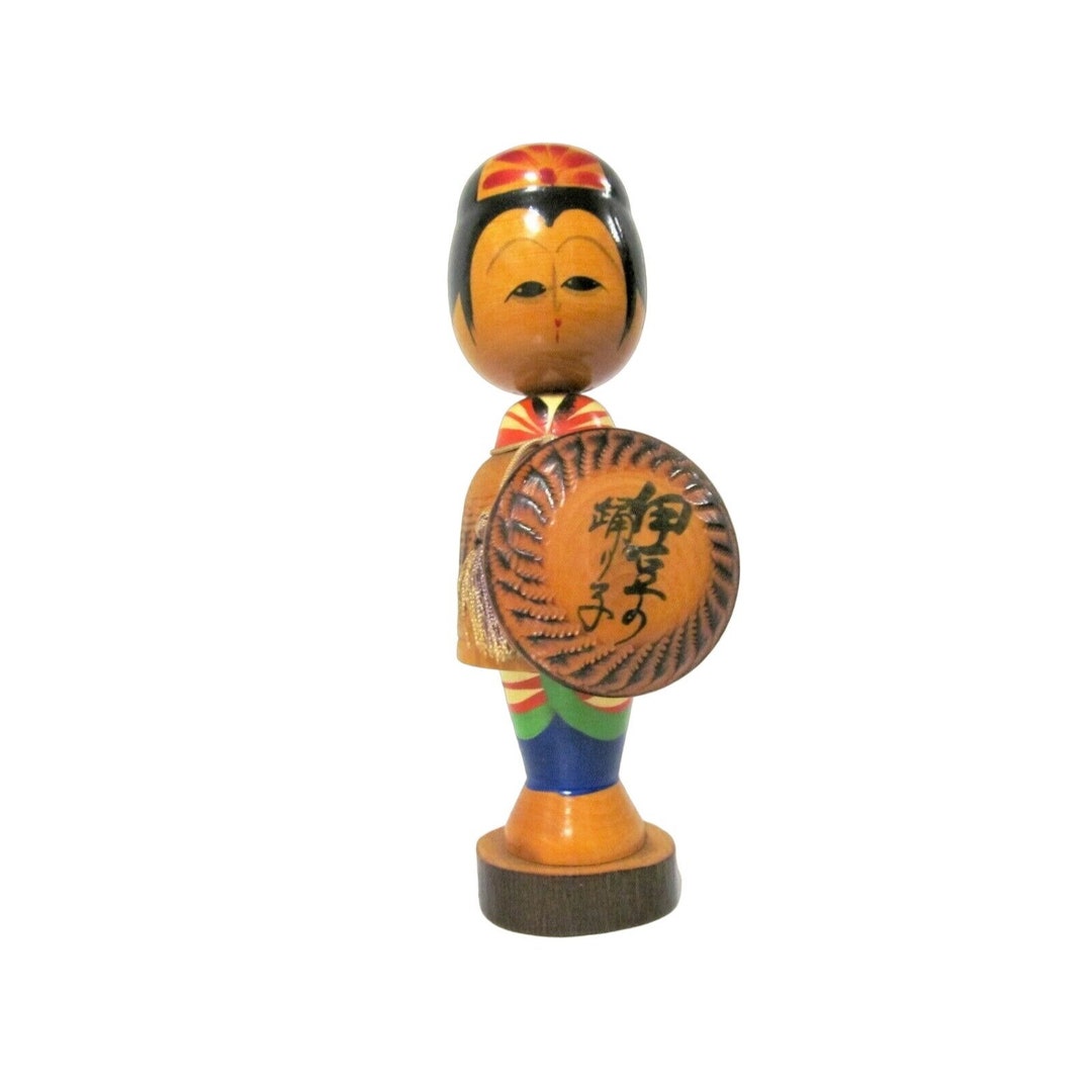 Vintage Kokeshi Japanese Wood Doll Figurine Signed Etsy