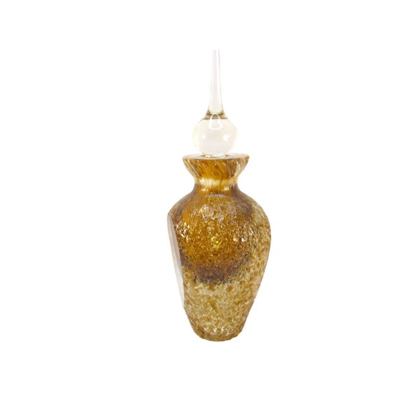 Vintage Translucent Brown Textured Glass Perfume … - image 9