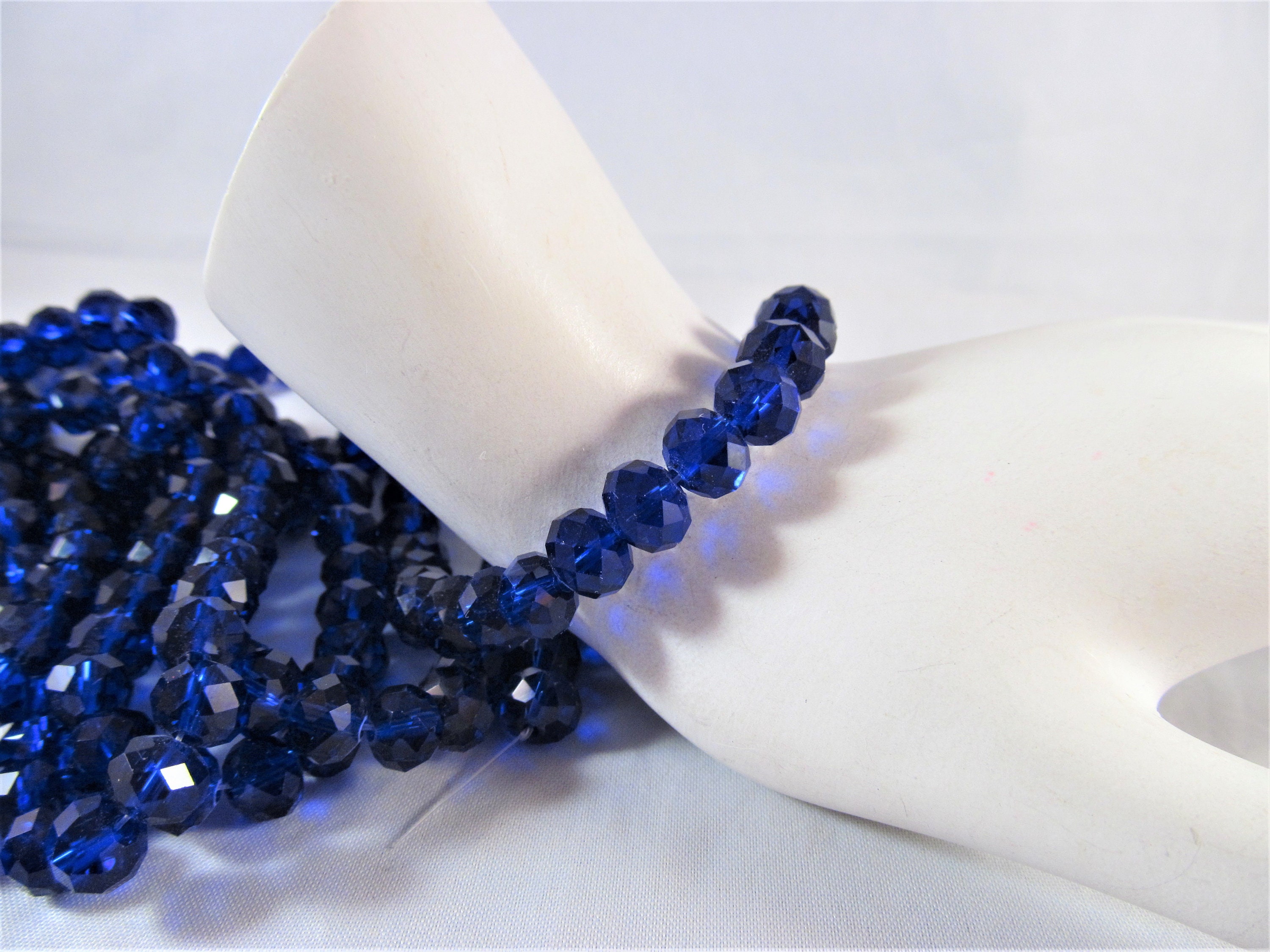 Navy Blue Faceted Rondelle Crystal Beads 8mm X 5mm One 12.5 Etsy