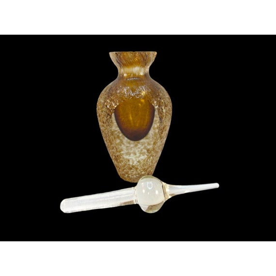 Vintage Translucent Brown Textured Glass Perfume … - image 2