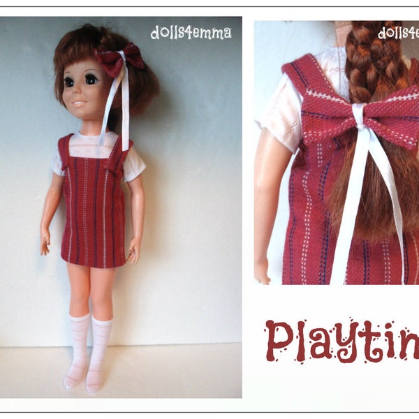 18" CRISSY Doll CLOTHES - Top, Jumper/Overalls Dress, Socks and Hair-Bow - Handmade Custom Fashion - by dolls4emma