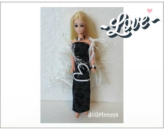 Dawn Doll Clothes - LOVE Boa, Heart Dress and Jewelry Set - OOAK Custom Fashion - by dolls4emma