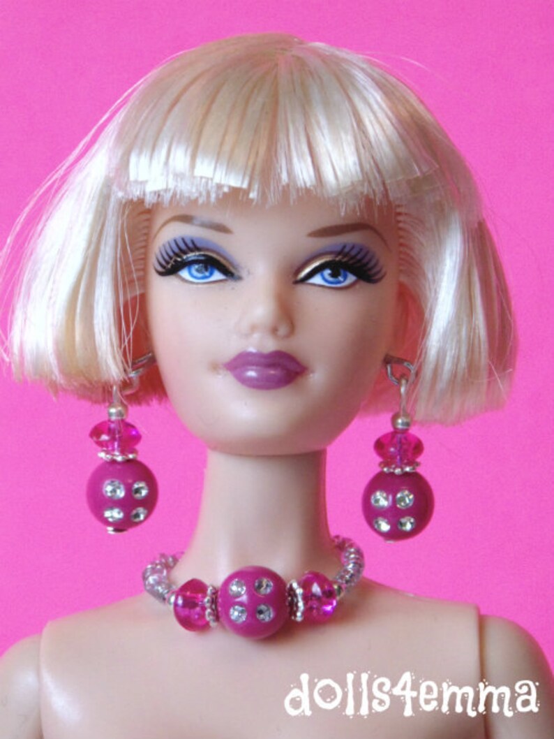 12 Barbie Doll JEWELRY Pink Roses and Diamonds Jewelry Etsy