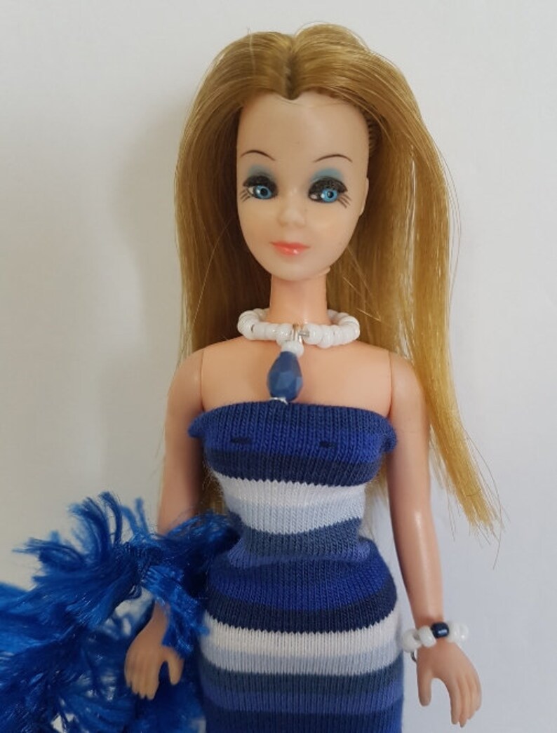 Dawn Doll Clothes BLUE STRIPES Boa Dress and Jewelry Set Etsy