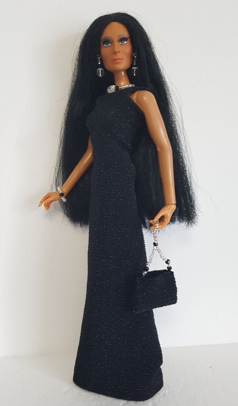 CHER Doll Clothes SEDUCTION black Gown Hand-beaded Purse | Etsy