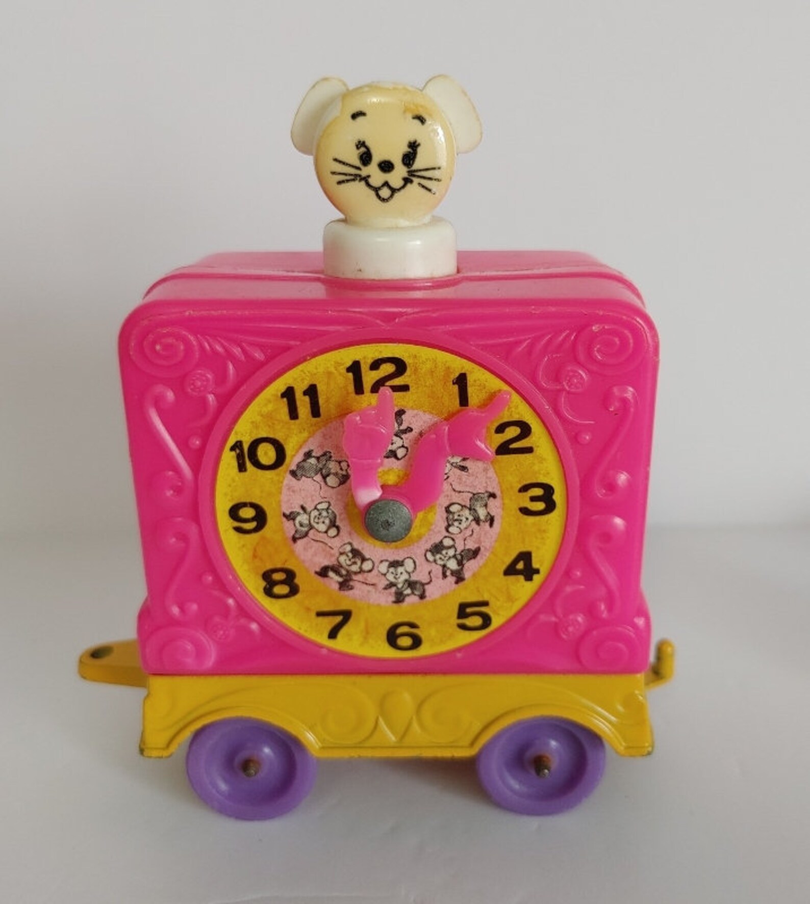 TOOTSIE TOYS Hickory Dickory Dock Clock Yellow Diecast Base Etsy