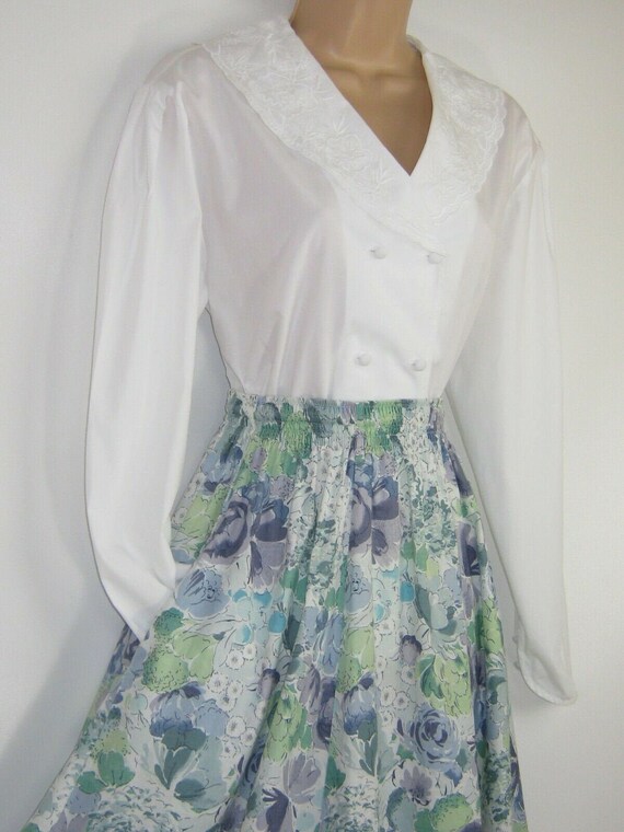 LAURA ASHLEY Vintage Edwardian Style Fitted Embroi