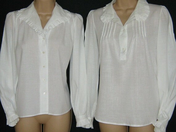 LAURA ASHLEY Vintage 2 x White Frilled Pintuck Vic
