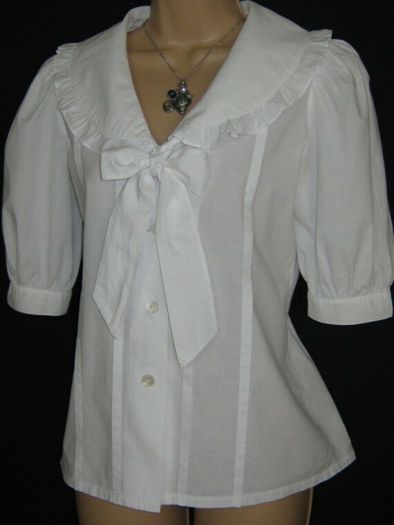 LAURA ASHLEY Vintage White Edwardian Style Frilled