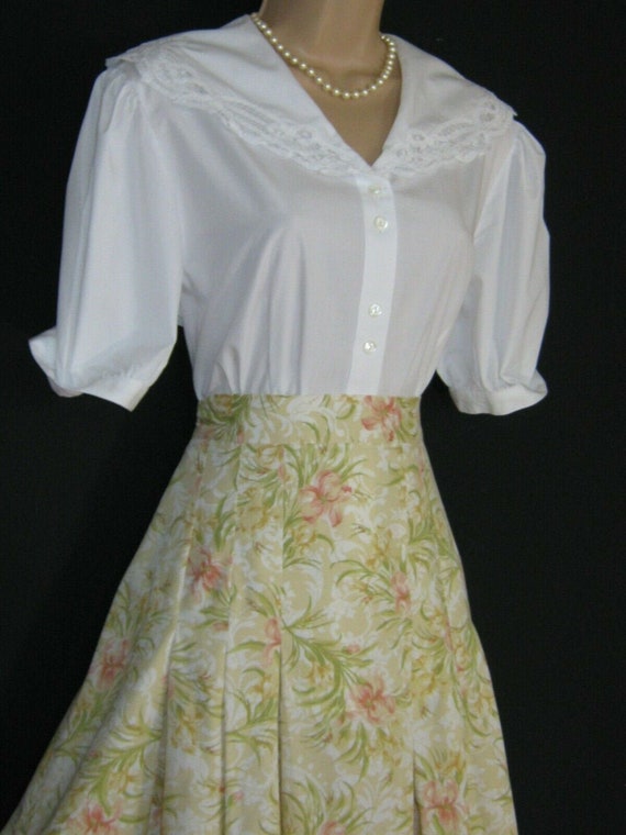 LAURA ASHLEY Vintage White Edwardian Style Lace Co