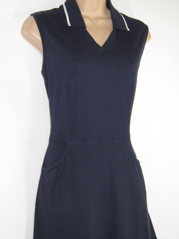 LAURA ASHLEY Vintage Navy Cotton Jersey Nautical S