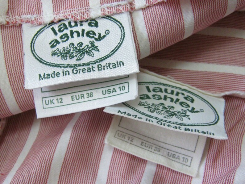LAURA ASHLEY Vintage 80s RedWhite Striped Sailor Blouse /& Skirt Set UK810 Label 12