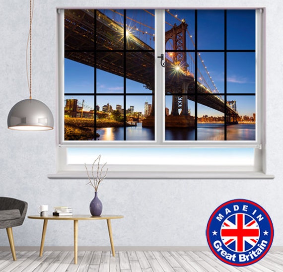 Brooklyn Bridge New York Printed Picture Photo Roller Blind Blackout Remote opt 