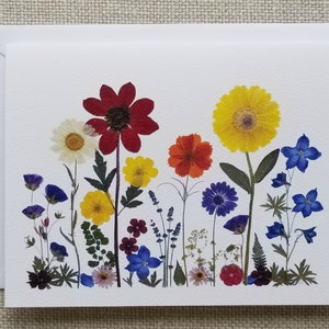 Conjunto de 6 cartões de flores prensadas - Cartões impressos - Em branco por dentro - August Garden - #027