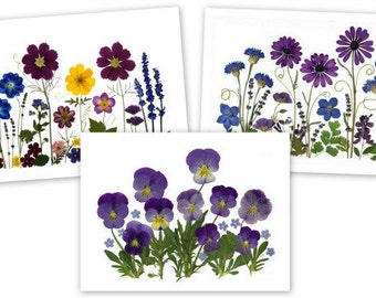 Set of 6 Pressed Flower Cards - Blank notecards - Printed cards - Hostess gift - #040