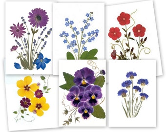Pressed Flower Cards - 6 assorted, printed notecards - Gift for Her - #078