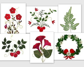 Holiday Cards - Set of 6 Printed Notecards -  Holiday Greetings, Invitations, Thank You Notes - #129