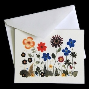 Tarjetas de flores prensadas - conjunto de 6 tarjetas de notas impresas - Flores prensadas - Todas las tarjetas de ocasión #004
