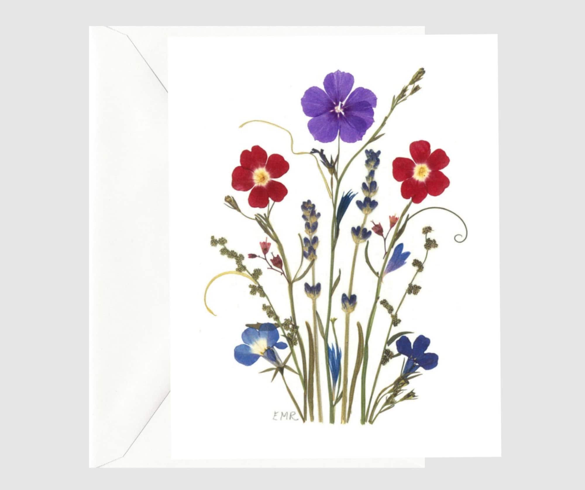 Pressed Flower Notecards: Vermont Garden Design, Set of 6 - Etsy