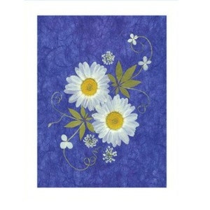 6 biglietti con fiori pressati - Set di 6 biglietti stampati - Margherite - Note di ringraziamento #015