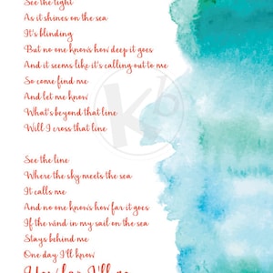 Moana &quot;How Far I&#39;ll Go&quot;, 8x10 Digital Print