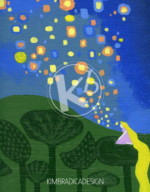 5D Diamond Painting Disney Rapunzel Silhouette with a floating