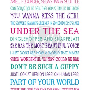 The Little Mermaid Subway Art, 11x14 Digital Print
