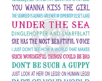 The Little Mermaid Subway Art, 11x14 Digital Print